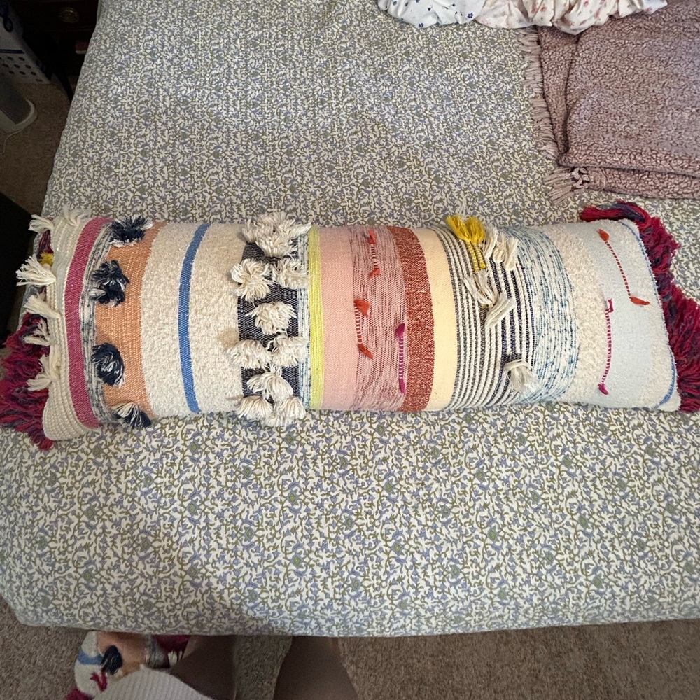 Anthropologie x All Roads Marisol Lumbar Pillow and throw blanket